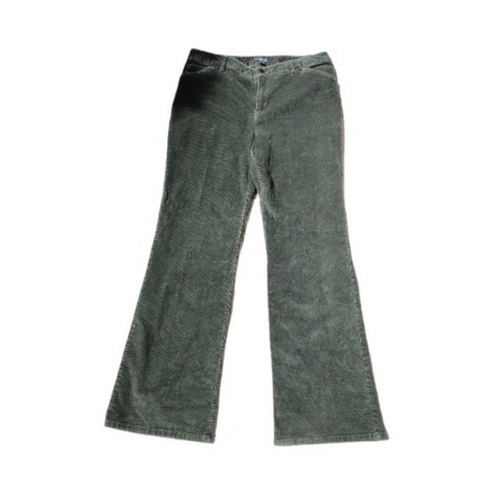 J jill stretch boot cut corduroy green pants jeans size 12